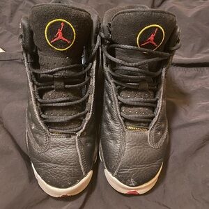 Jordan Black High-Top Sneakers with Textured Leather Retro 13